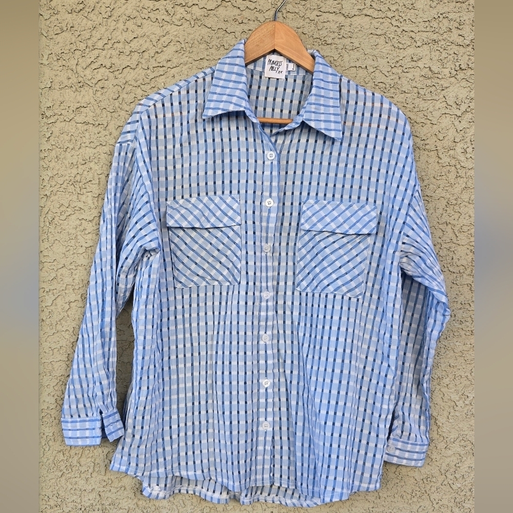 Princess Polly Blue Gingham Button Down Shirt